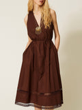 Twin Set Vestito Longuette Donna 261TT2250 Coffee Liqueur - Marrone