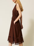 Twin Set Vestito Longuette Donna 261TT2250 Coffee Liqueur - Marrone
