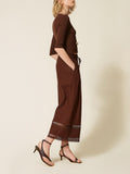 Twin Set Pantalone Palazzo Donna 261TT2252 Coffee Liqueur - Marrone