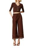 Twin Set Pantalone Palazzo Donna 261TT2252 Coffee Liqueur - Marrone