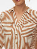 Vero Moda Camicia Casual Bumpy Donna 10275283 Birch New Stripe Tigers Eye - Marrone