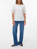 Vero Moda T-shirt Donna 10340787 Snow White Snow White Lace - Bianco