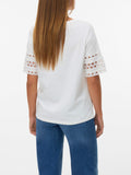 Vero Moda T-shirt Donna 10340787 Snow White Snow White Lace - Bianco
