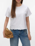 Vero Moda T-shirt Donna 10342965 Bright White White Emb - Bianco