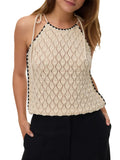 Vero Moda Top Donna 10346057 Birch Black Contrast - Avorio