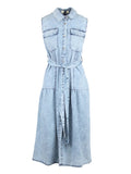 Yes Zee Vestito Longuette Donna A433EB00 Blu Marmorizzato - Denim