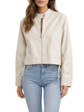 Yes Zee Giubbino di Pelle Giubbino Donna J422KA00 Ecru - Avorio