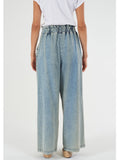 Yes Zee Jeans a Palazzo Donna P387EB00 Blu Marmorizzato - Denim