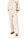 Yes Zee Pantalone Straight Donna P397EP00 Ecru - Avorio