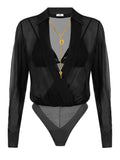 Elisabetta Franchi Camicia Casual a Body Donna CB00966E2 - Nero