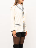 Elisabetta Franchi Cardigan Burro Donna MK13S66E2 Burro/nero - Avorio