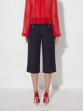 Elisabetta Franchi Pantalone Chino Pantalone al Ginocchio Chino Notte Red Passion Donna PA17866E2 - Blu