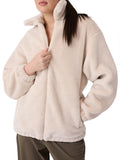Guess Felpa Zip Amalia Sherpa Donna V6BQ25K6762 Muted Stone - Beige