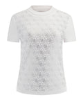 Guess T-shirt Ss Mock Neck All Over 4G Tee Donna W4BI26J1314 Pure White - Bianco