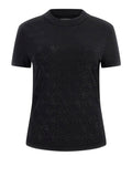 Guess T-shirt Ss Mock Neck All Over 4G Tee Donna W4BI26J1314 Jet Black A996 - Nero