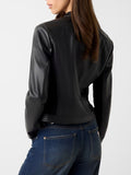 Guess Giubbino di Pelle New Fiammetta Donna W4YL04WE480 Jet Black A996 - Nero