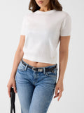 Guess Maglia Ss Cn Juniper Sequins Swtr Donna W5YR21Z3E70 Cream White - Bianco
