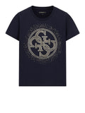 Guess T-shirt Ss Cn 4G Round Crystals Logo T Donna W6BI30K6051 - Blu