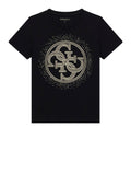 Guess T-shirt Ss Cn 4G Round Crystals Logo T Donna W6BI30K6051 Jet Black A996 - Nero
