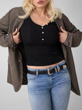 Guess Maglia Ls Bridgette Knit Rib Henley T Donna W6BP32K6401 Jet Black A996 - Nero