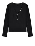 Guess Maglia Ls Bridgette Knit Rib Henley T Donna W6BP32K6401 Jet Black A996 - Nero