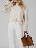 Guess Maglia Ls Mn Hayden Lace Swtr Donna W6BR38Z1433 Muted Stone - Beige