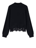 Guess Maglia Ls Mn Hayden Lace Swtr Donna W6BR38Z1433 Jet Black A996 - Nero