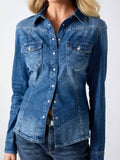 Guess Camicia Jeans Velvet Shirt Donna W6YH18D1352 Liberty City Wash - Denim