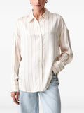 Guess Camicia Casual Ls Dominique Striped Satin Shi Donna W6YH21W2944 Dove And Nimbus Stri - Avorio