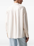 Guess Camicia Casual Ls Dominique Striped Satin Shi Donna W6YH21W2944 Dove And Nimbus Stri - Avorio