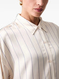 Guess Camicia Casual Ls Dominique Striped Satin Shi Donna W6YH21W2944 Dove And Nimbus Stri - Avorio