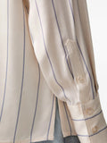 Guess Camicia Casual Ls Dominique Striped Satin Shi Donna W6YH21W2944 Dove And Nimbus Stri - Avorio