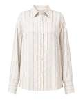Guess Camicia Casual Ls Dominique Striped Satin Shi Donna W6YH21W2944 Dove And Nimbus Stri - Avorio
