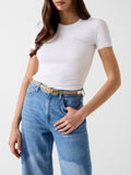 Guess T-shirt New Ss Cn Mini Logo Tee Donna W6YI12K3751 Pure White - Bianco