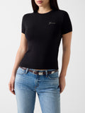 Guess T-shirt New Ss Cn Mini Logo Tee Donna W6YI12K3751 Jet Black A996 - Nero