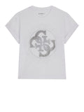 Guess T-shirt Ss Cn Round 4G Degrade Hotfix Donna W6YI18K4331 Pure White - Bianco