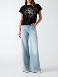 Guess T-shirt Ss Cn Round 4G Degrade Hotfix Donna W6YI18K4331 Jet Black A996 - Nero