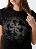 Guess T-shirt Ss Cn Round 4G Degrade Hotfix Donna W6YI18K4331 Jet Black A996 - Nero