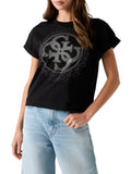 Guess T-shirt Ss Cn Round 4G Degrade Hotfix Donna W6YI18K4331 Jet Black A996 - Nero