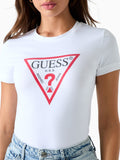 Guess T-shirt New Ss Cn Original Hotfix Tee Donna W6YI54K4870 Pure White - Bianco