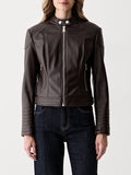 Guess Giubbino di Pelle Marlene Caribou Donna W6YL25W2914 Chocco Brown - Marrone