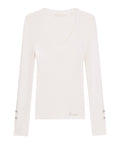 Guess Maglia Ls Vn Ellie Swtr Donna W6YR10Z0949 Cream White - Bianco