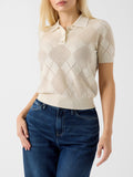 Guess Polo Ss Melody Swtr Donna W6YR17Z0958 Pearl Oyster Lurex - Avorio