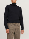 Jack e Jones Pullover Jjeemil Knit Roll Neck Uomo 12157417 Black - Nero
