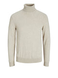 Jack e Jones Pullover Jjeemil Knit Roll Neck Uomo 12157417 Oatmeal - Avorio