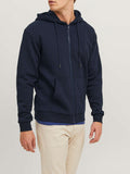 Jack e Jones Felpa Zip Jjebradley Sweat Uomo 12249342 Navy Blazer - Blu
