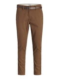 Jack e Jones Pantalone Chino Jpstmarco Adam Belted Uomo 12288598 Cocoa - Marrone