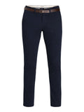 Jack e Jones Pantalone Chino Jpstmarco Adam Belted Uomo 12288598 Dark Navy - Blu