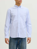 Jack e Jones Camicia Classica Jjeharvey Oxford Uomo 12293325 Chambray Blue - Celeste