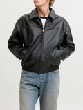 Jack e Jones Giubbino di Pelle Jjmarlon Uomo 12298762 Black - Nero